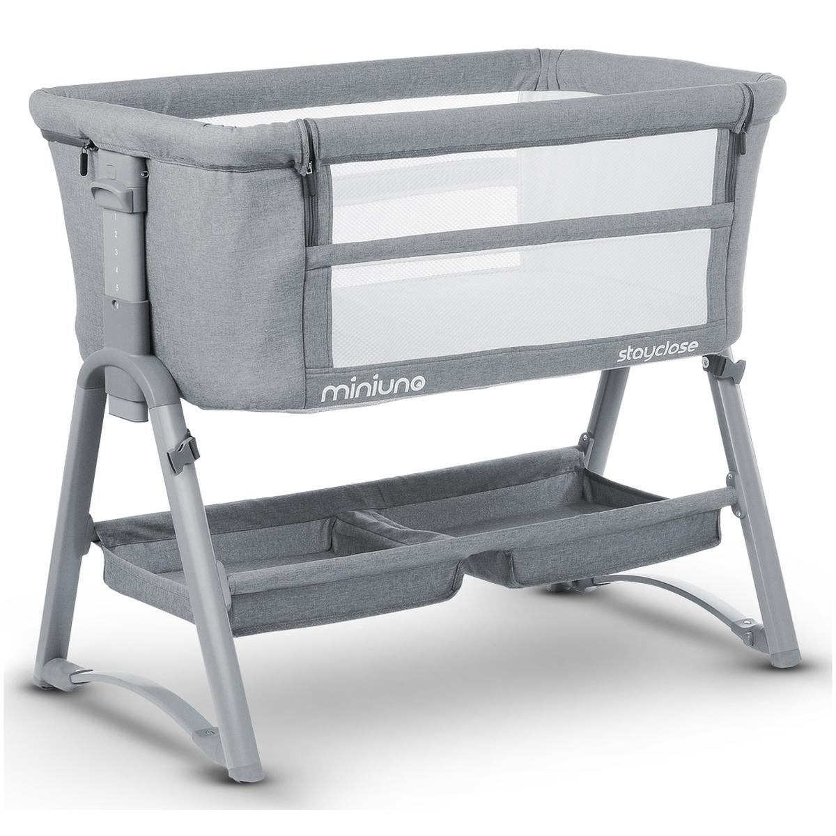 Grey bedside crib best sale